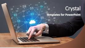  Presentation with telemedicine word cloud concept - Audience pleasing PPT layouts consisting of businessman hand sending a bunch backdrop and a ocean colored foreground