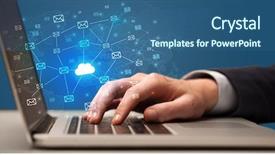  Presentation with healthcare cloud computing - Colorful presentation theme enhanced with businessman hand sending a bunch backdrop and a ocean colored foreground