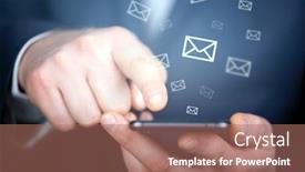  Presentation with economic - Beautiful presentation design featuring businessman-hand-sending-e-mails backdrop and a coral colored foreground