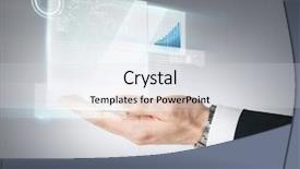  Presentation with virtual hand - PPT theme enhanced with businessman hand showing raising chart background and a sky blue colored foreground