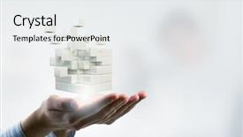  Presentation with problem solving - Amazing PPT theme having businessman hand shows cube backdrop and a white colored foreground