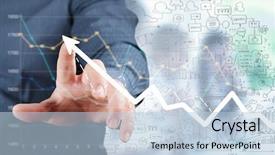  Presentation with virtual hand - PPT theme enhanced with businessman hand touching virtual graph background and a light blue colored foreground