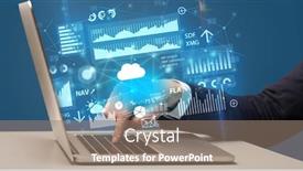  Presentation with laptop - Audience pleasing PPT theme consisting of businessman-hand-typing-on-laptop backdrop and a gray colored foreground