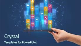  Presentation with flying - PPT layouts with businessman hand using phone background and a ocean colored foreground