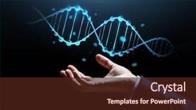  Presentation with dna molecule - Amazing theme having businessman hand with dna backdrop and a tawny brown colored foreground