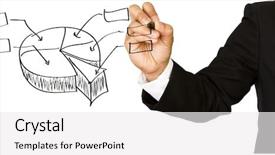  Presentation with grab hand - Slides with businessman hand write graph isolated background and a white colored foreground