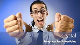  Presentation with handcuffed - Amazing PPT layouts having businessman handcuffed in studio shooting backdrop and a  colored foreground