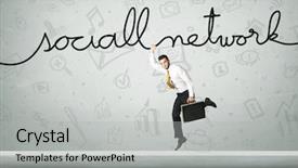  Presentation with network social media sns internet - Presentation theme with businessman hanging on a social background and a  colored foreground