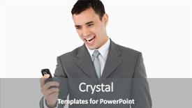  Presentation with text message - Amazing slide set having businessman happy about text message against a white background backdrop and a gray colored foreground