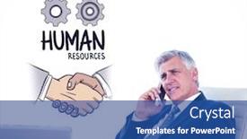  Presentation with human resources - Cool new slide set with businessman having a phone call against human resources doodle backdrop and a ocean colored foreground