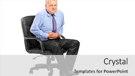  Presentation with stomach and acidity - Theme consisting of businessman having a stomach ache background and a light gray colored foreground