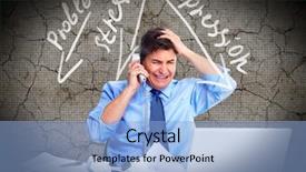  Presentation with stress - Amazing PPT theme having businessman having a stress call backdrop and a light blue colored foreground