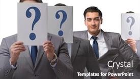  Presentation with questions - Slide set featuring businessman-having-answer-to-many background and a dark gray colored foreground