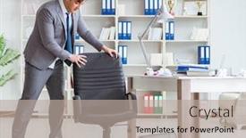  Presentation with fun work - Beautiful slide set featuring the office at work backdrop and a mint green colored foreground