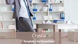  Presentation with fun work - PPT theme enhanced with businessman-having-fun-taking background and a gray colored foreground