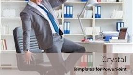  Presentation with fun work - Cool new theme with businessman-having-fun-taking backdrop and a light gray colored foreground