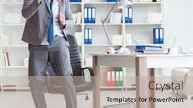  Presentation with fun work - Audience pleasing slides consisting of businessman-having-fun-taking backdrop and a mint green colored foreground