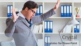  Presentation with fun work - Slide set consisting of businessman-having-fun-taking background and a light blue colored foreground