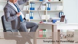  Presentation with fun work - Slide deck enhanced with businessman-having-fun-taking background and a coral colored foreground