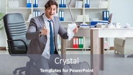  Presentation with fun work - Presentation theme consisting of businessman-having-fun-taking background and a gray colored foreground