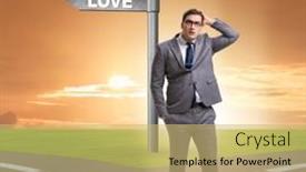  Presentation with choice - Theme consisting of businessman-having-hard-choice-between background and a  colored foreground