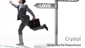  Presentation with choice - PPT theme with businessman-having-hard-choice-between and a white colored foreground