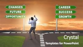  Presentation with choice - Presentation theme consisting of businessman having hard choice standing background and a violet colored foreground