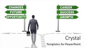  Presentation with choice - Cool new PPT layouts with businessman having hard choice standing backdrop and a white colored foreground