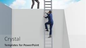  Presentation with helping - Audience pleasing PPT layouts consisting of businessman-helping-colleague-to-escape backdrop and a light gray colored foreground