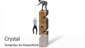  Presentation with helping - Slide set with fund goals - businessman helping colleague with rope background and a white colored foreground