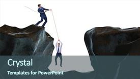  Presentation with helping - Presentation design with rock climbing business - businessman helping colleague with rope background and a ocean colored foreground