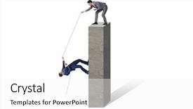  Presentation with helping - Presentation theme featuring fund goals - businessman helping colleague with rope background and a white colored foreground