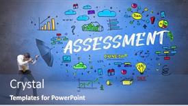  Presentation with umbrella - PPT theme having businessman-hiding-behind-umbrella-concept background and a teal colored foreground