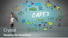  Presentation with umbrella - PPT layouts enhanced with businessman-hiding-behind-umbrella-concept background and a gray colored foreground