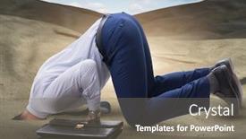  Presentation with sand - Theme enhanced with businessman-hiding-his-head background and a gray colored foreground