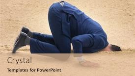  Presentation with sand - PPT theme featuring businessman-hiding-his-head background and a coral colored foreground