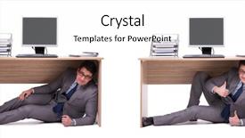  Presentation with businessman loses - Slide deck having businessman hiding in the ofice background and a white colored foreground