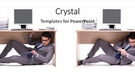  Presentation with businessman loses - Audience pleasing presentation design consisting of businessman hiding in the ofice backdrop and a  colored foreground