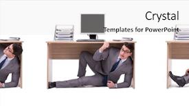  Presentation with businessman loses - Audience pleasing slide set consisting of businessman hiding in the ofice backdrop and a  colored foreground