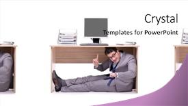  Presentation with motivation ball hill businessman - PPT layouts consisting of businessman hiding in the ofice background and a  colored foreground