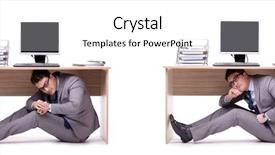  Presentation with motivation ball hill businessman - PPT layouts with businessman hiding in the ofice background and a  colored foreground