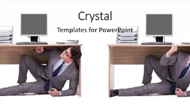  Presentation with businessman loses - Beautiful slide set featuring businessman hiding in the ofice backdrop and a white colored foreground