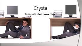  Presentation with businessman loses - Audience pleasing PPT theme consisting of businessman hiding in the ofice backdrop and a cream colored foreground