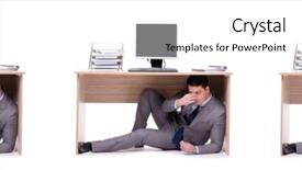  Presentation with businessman loses - Beautiful slide deck featuring businessman hiding in the ofice backdrop and a cream colored foreground