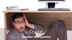  Presentation with businessman loses - Presentation theme having businessman-hiding-in-the-ofice background and a tawny brown colored foreground