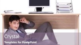  Presentation with businessman loses - Cool new slide set with businessman-hiding-in-the-ofice backdrop and a gray colored foreground