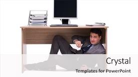  Presentation with motivation ball hill businessman - Colorful theme enhanced with businessman hiding in the ofice backdrop and a  colored foreground