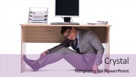  Presentation with businessman loses - Beautiful slides featuring businessman hiding in the ofice backdrop and a  colored foreground