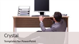  Presentation with businessman loses - Audience pleasing slides consisting of businessman hiding in the ofice backdrop and a  colored foreground