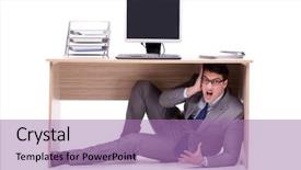  Presentation with businessman loses - Colorful presentation enhanced with businessman hiding in the ofice backdrop and a coral colored foreground